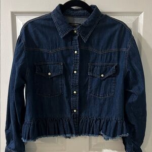 Zara woman blue jean snap from top peplum L